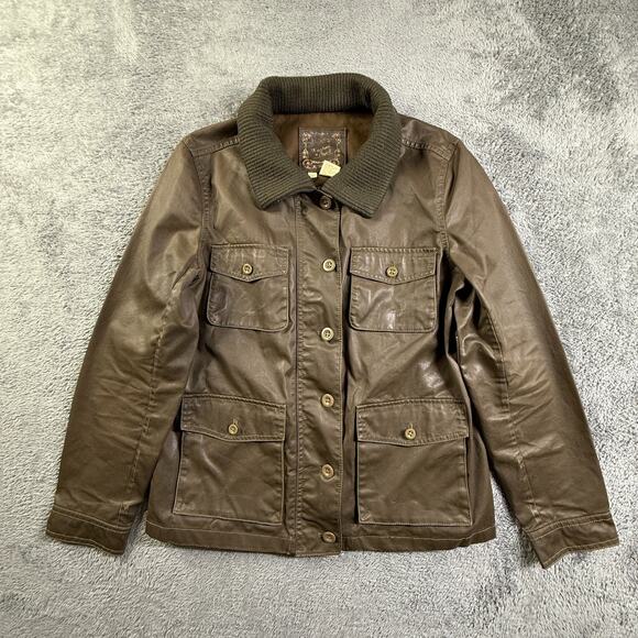 J.CREW Jackets & Blazers - J Crew M Womens Brown Utility Field Jacket Coated Cotton Military Style